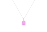 Asfour Crystal Chain Necklace With Emerald Cut Rose Pendant In 925 Sterling Silver ND0117-O-A