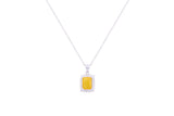 Asfour Crystal Chain Necklace With Emerald Cut Yellow Pendant In 925 Sterling Silver ND0117-Y-A