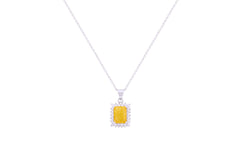 Asfour Crystal Chain Necklace With Emerald Cut Yellow Pendant In 925 Sterling Silver ND0117-Y-A