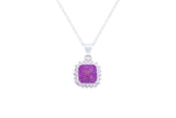 Asfour Crystal Chain Necklace With Cushion Cut Tenzanite Pendant In 925 Sterling Silver ND0118-N-A