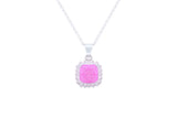 Asfour Crystal Chain Necklace With Cushion Cut Rose Pendant In 925 Sterling Silver ND0118-O-A