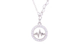 Asfour Crystal Chain Necklace With Circle Life Line Pendant In 925 Sterling Silver ND0138