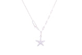 Asfour Crystal Chain Necklace With Starfish Pendant In 925 Sterling Silver ND0140