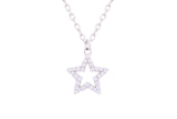Asfour Crystal Chain Necklace With Star Pendant In 925 Sterling Silver ND0142