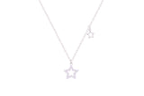 Asfour Crystal Chain Necklace With Star Pendant In 925 Sterling Silver ND0142