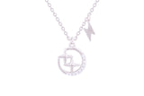 Asfour Crystal Chain Necklace With Stras Pendant In 925 Sterling Silver ND0144