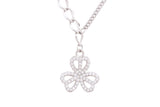Asfour Crystal Chain Necklace With Trois Feuilles Design In 925 Sterling Silver ND0152