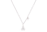 Asfour Crystal Chain Necklace With Trois Feuilles Design In 925 Sterling Silver ND0152