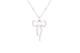 Asfour Crystal Chain Necklace With Bowknot Pendant In 925 Sterling Silver ND0156-A