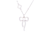 Asfour Crystal Chain Necklace With Bowknot Pendant In 925 Sterling Silver ND0156