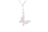 Asfour Crystal Chain Necklace With Butterfly Pendant In 925 Sterling Silver ND0157