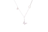 Asfour Crystal Chain Necklace With Butterfly Pendant In 925 Sterling Silver ND0157