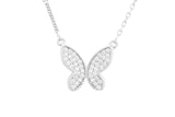 Asfour Crystal Chain Necklace With Butterfly Pendant In 925 Sterling Silver ND0158