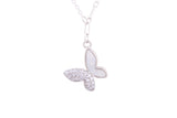 Asfour Crystal Chain Necklace With Butterfly Pendant In 925 Sterling Silver ND0159