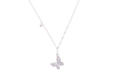 Asfour Crystal Chain Necklace With Butterfly Pendant In 925 Sterling Silver ND0159
