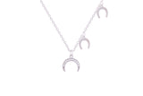 Asfour Crystal Chain Necklace With Crescents Pendant In 925 Sterling Silver ND0161