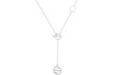 Asfour Crystal Chain Necklace With Toggle Pendant Inlaid With Zircon In 925 Sterling Silver ND0163
