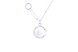 Asfour Crystal Chain Necklace With Round Pendant Inlaid With Zircon In 925 Sterling Silver ND0168