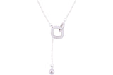 Asfour Crystal Chain Necklace With Interlocking Drop Pendant In 925 Sterling Silver ND0169