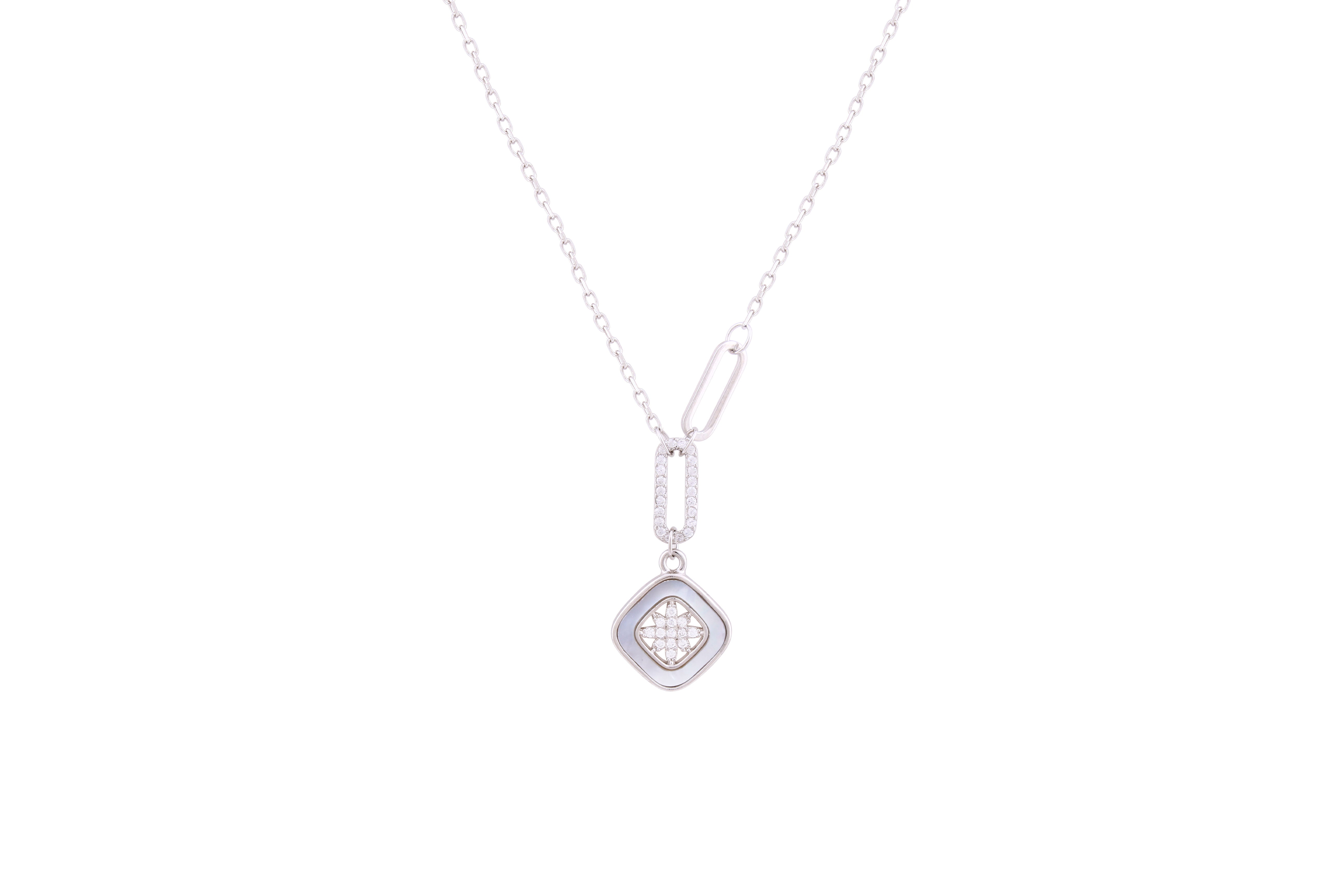 Asfour Crystal Chain Necklace Inlaid With Zircon Stones In 925 Sterling Silver ND0171