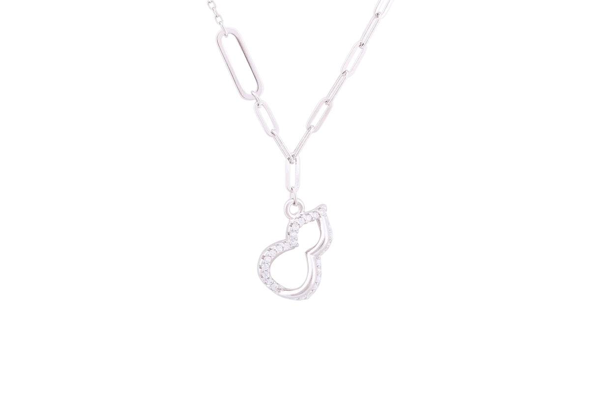 Asfour Crystal Chain Necklace With Wulu Pendant Inlaid With Zircon In 925 Sterling Silver ND0172