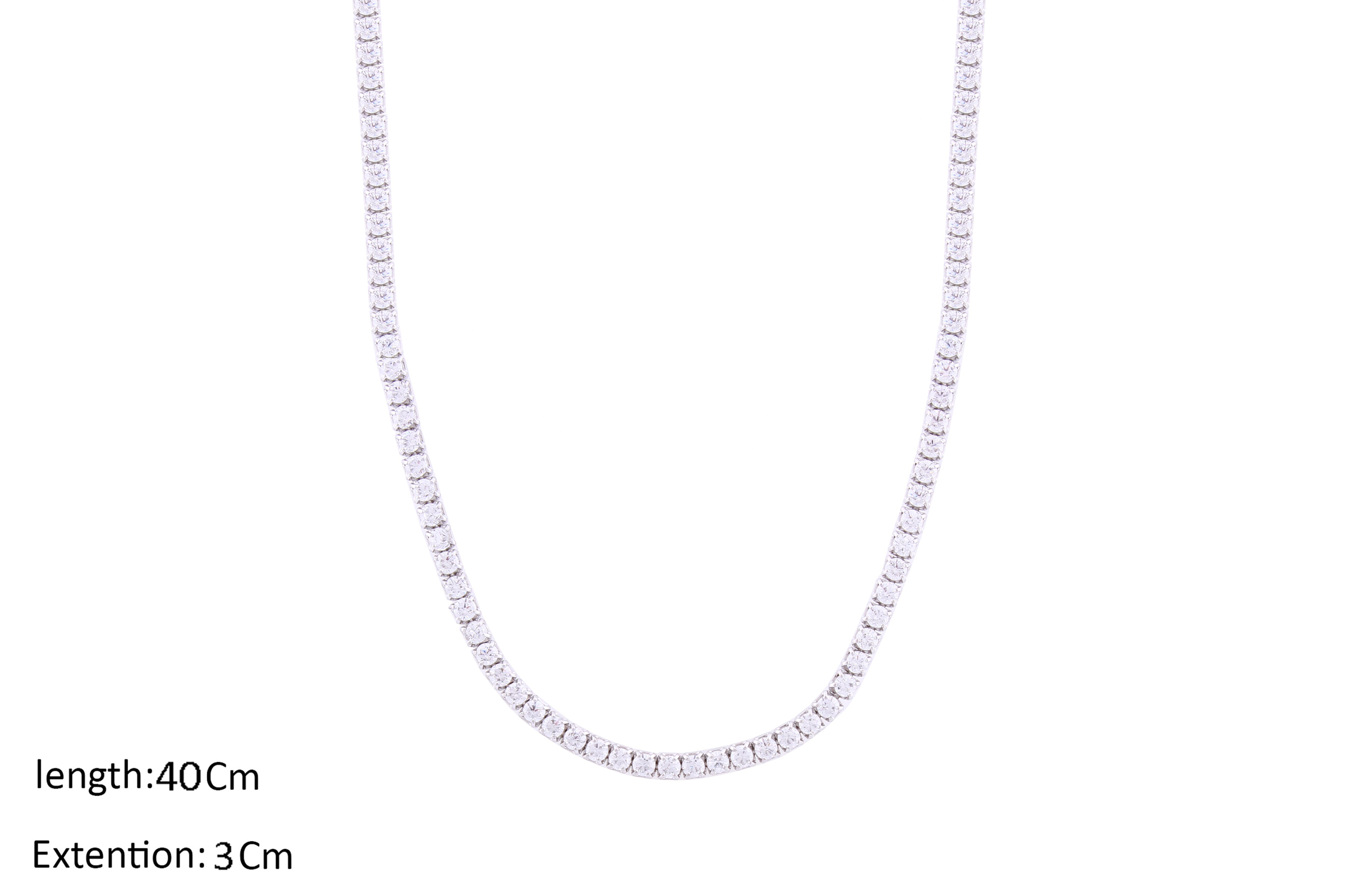 Asfour Crystal Classic Tennis Necklace Inlaid With Zircon In 925 Sterling Silver ND0173