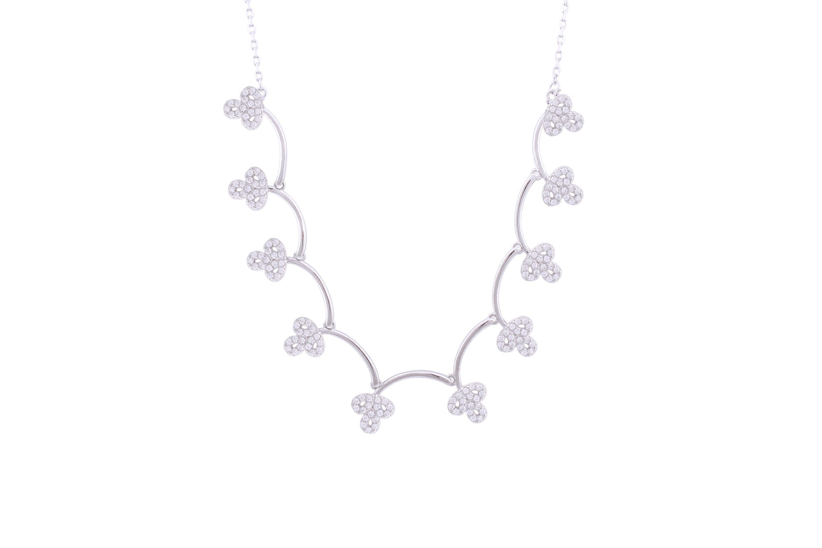 Asfour Crystal Chain Necklace With Art Deco Design In 925 Sterling Silver ND0176