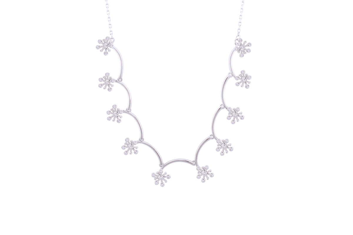 Asfour Crystal Chain Necklace With Starburst Pendant In 925 Sterling Silver ND0179