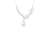 Asfour Crystal Chain Necklace With Leaf Design & Pear Drop Pendant In 925 Sterling Silver ND0182