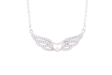 Asfour Crystal Chain Necklace With Angel Wings Pendant In 925 Sterling Silver ND0183
