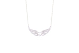 Asfour Crystal Chain Necklace With Angel Wings Pendant In 925 Sterling Silver ND0183