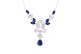 Asfour Crystal Chain Necklace With Blue Art Deco Design In 925 Sterling Silver ND0184-WB