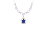 Asfour Crystal Chian Necklace With Infinity & Blue Pear Design In 925 Sterling Silver ND0185-WB