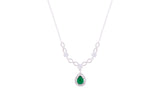 Asfour Crystal Chian Necklace With Infinity & Emerald Pear Design In 925 Sterling Silver ND0185-WG