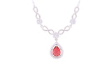 Asfour Crystal Chian Necklace With Infinity & Dark Rose Pear Design In 925 Sterling Silver ND0185-WO5