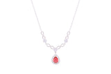 Asfour Crystal Chian Necklace With Infinity & Dark Rose Pear Design In 925 Sterling Silver ND0185-WO5