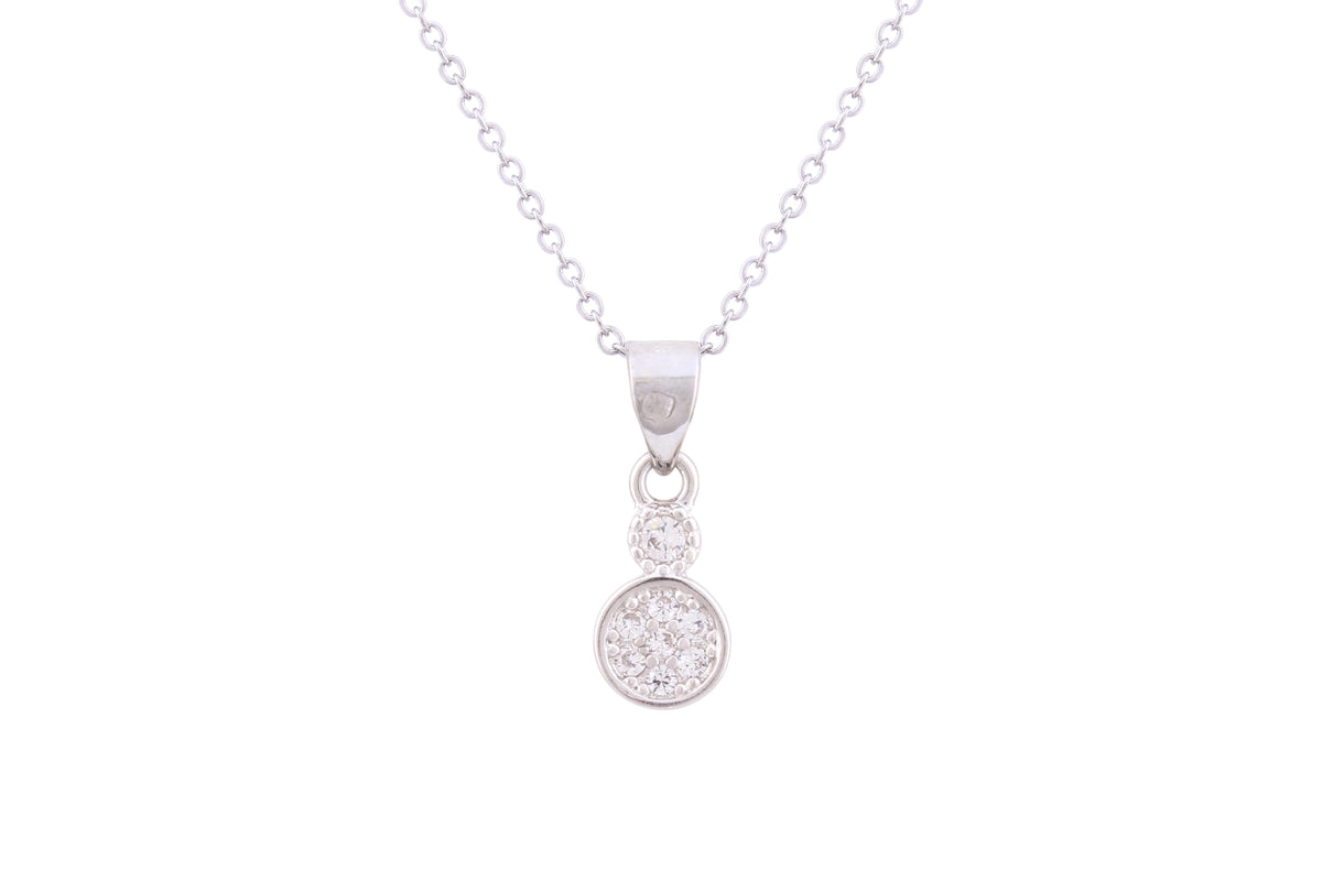 Asfour Crystal Chain Necklace With Round Design With Zircon Stones In 925 Sterling Silver ND0204