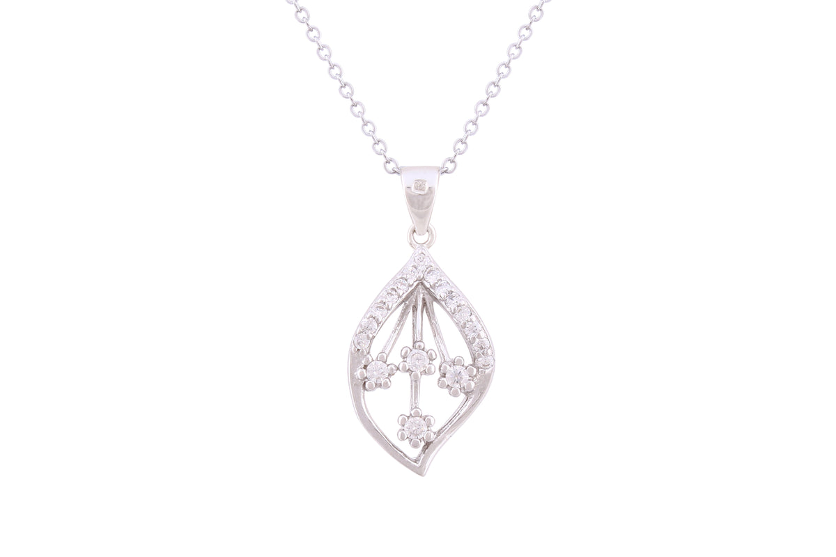 Asfour Crystal Chain Necklace With Art Deco Fashion Pendant In 925 Sterling Silver ND0205