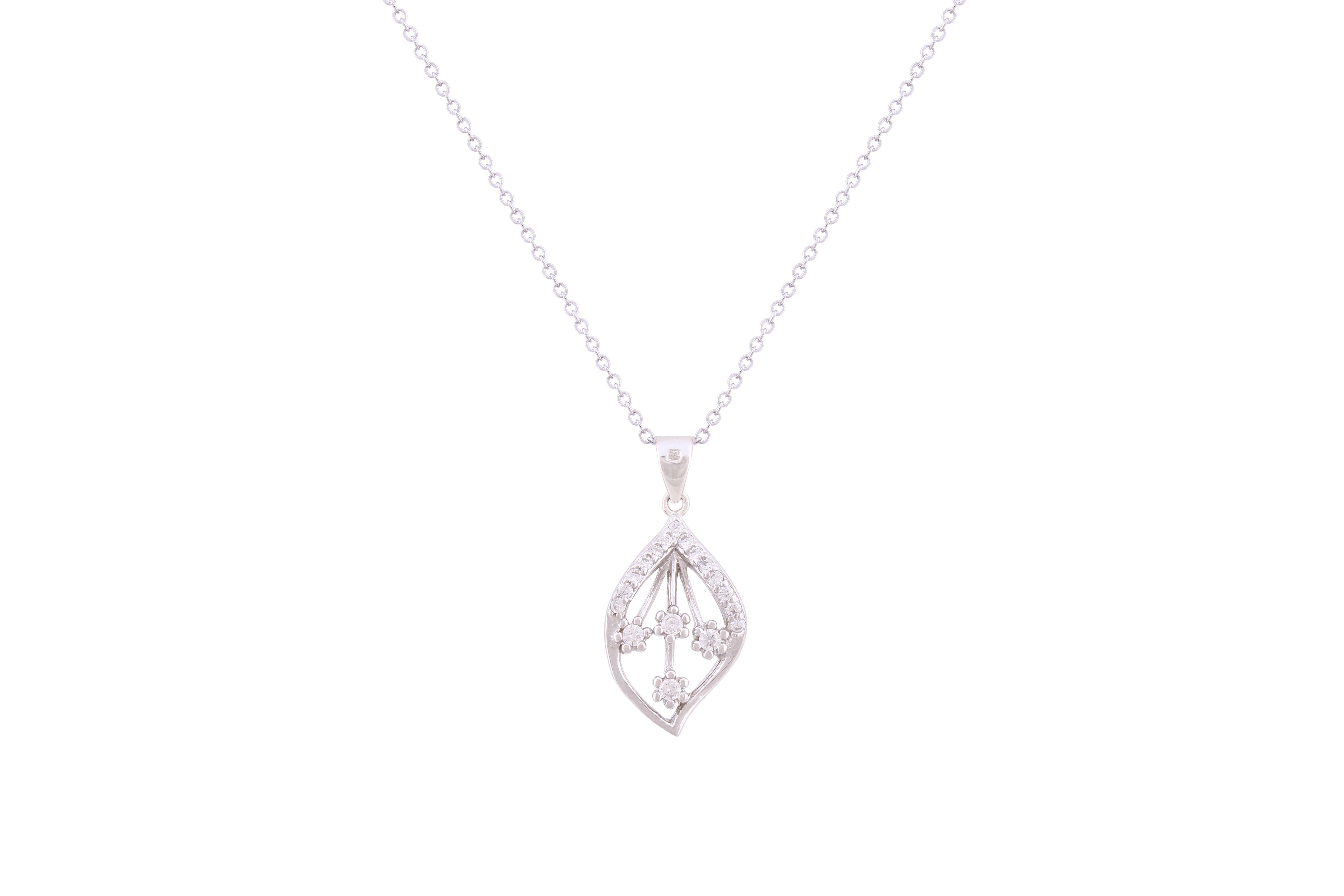 Asfour Crystal Chain Necklace With Art Deco Fashion Pendant In 925 Sterling Silver ND0205