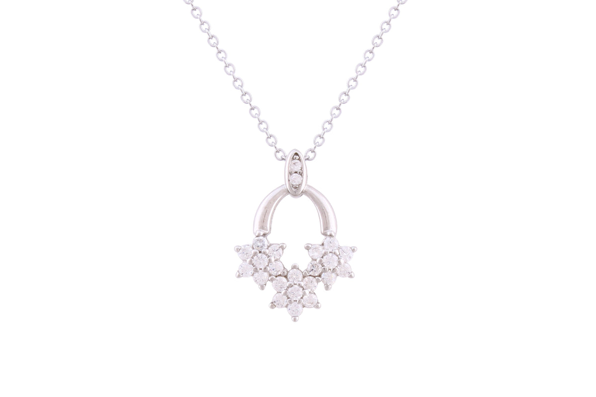 Asfour Crystal Chain Necklace With Art Deco Fashion Pendant In 925 Sterling Silver ND0207