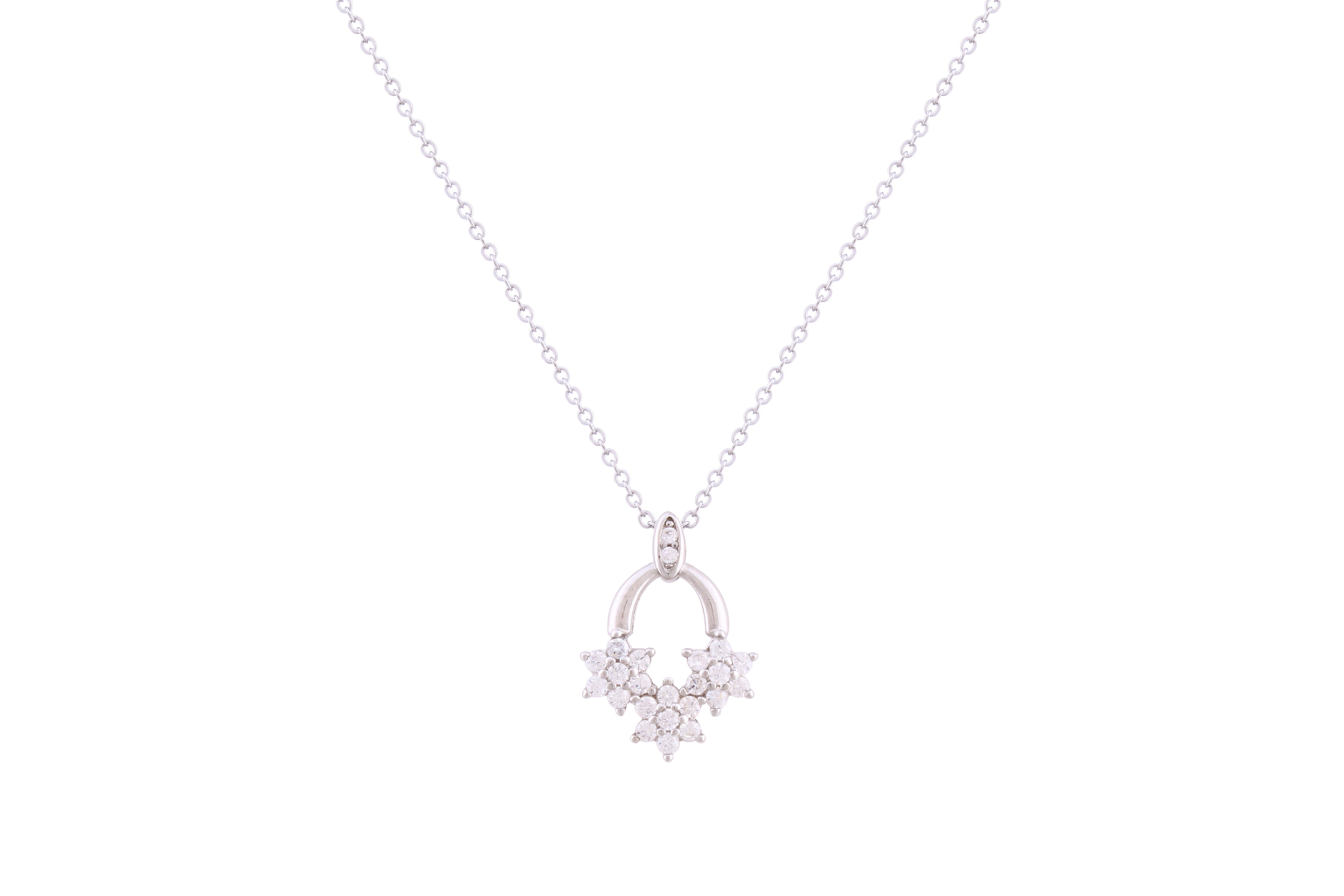 Asfour Crystal Chain Necklace With Art Deco Fashion Pendant In 925 Sterling Silver ND0207