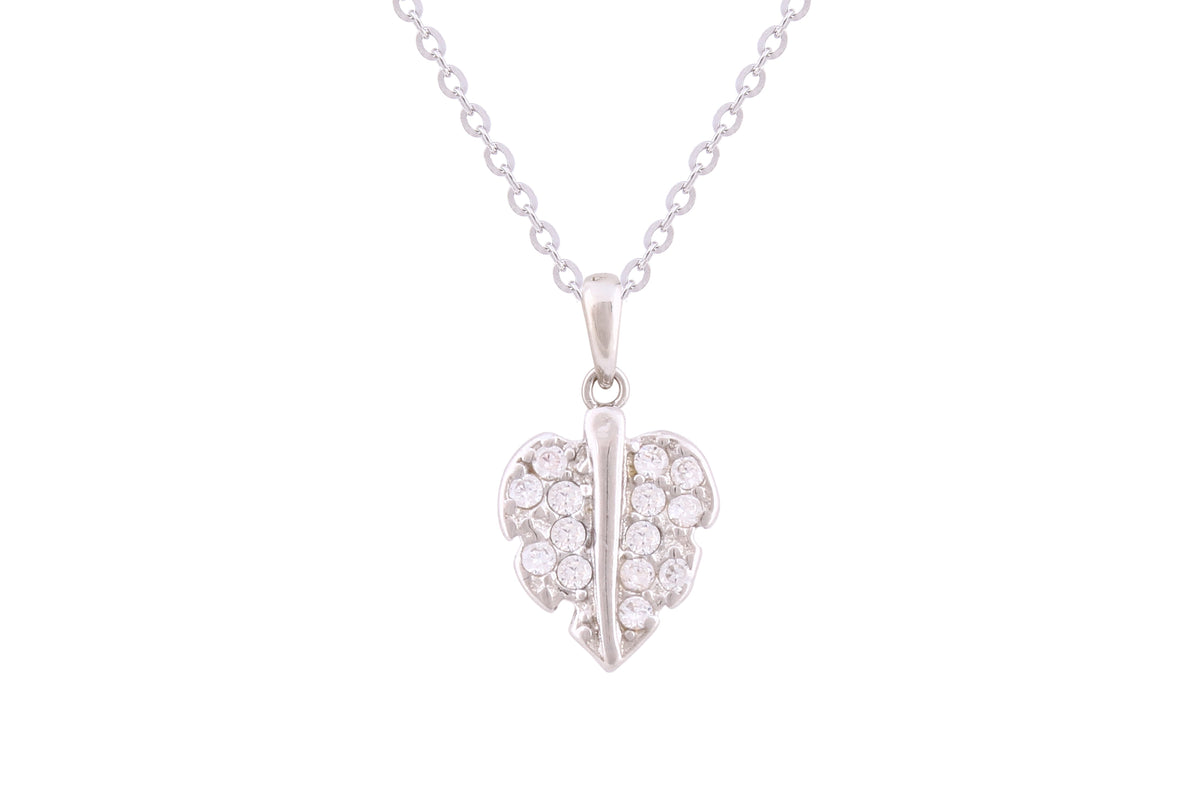 Asfour Crystal Chain Necklace With Heart Design Pendant In 925 Sterling Silver ND0210