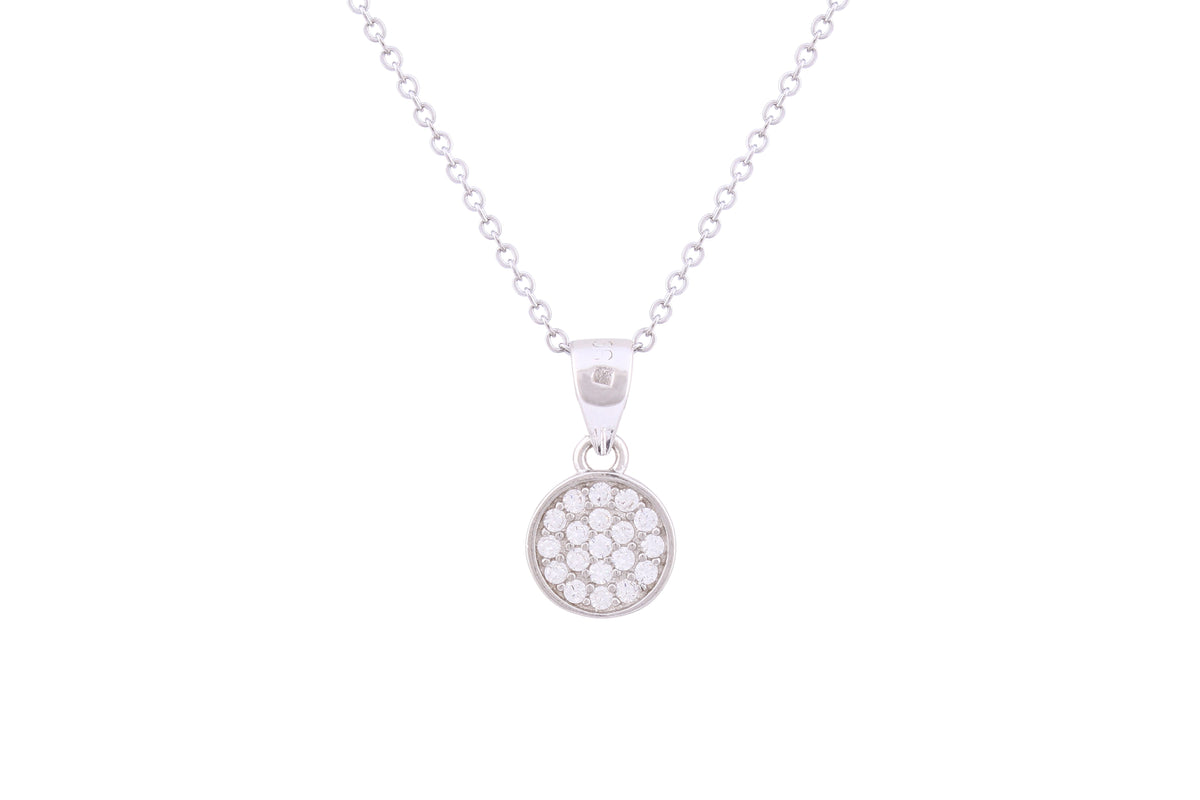 Asfour Crystal Chain Necklace With Round Pendant Inlaid With Zircon In 925 Sterling Silver ND0216