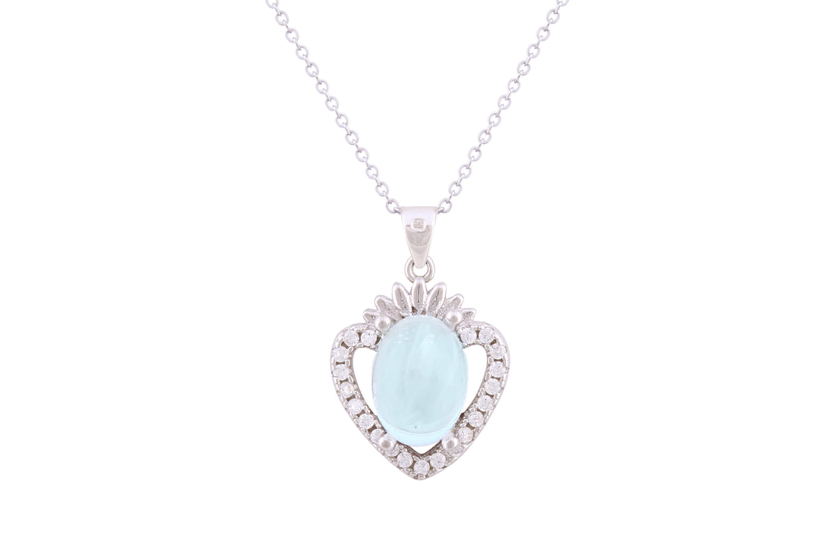 Asfour Crystal Chain Necklace With Heart Pendant In 925 Sterling Silver ND0219