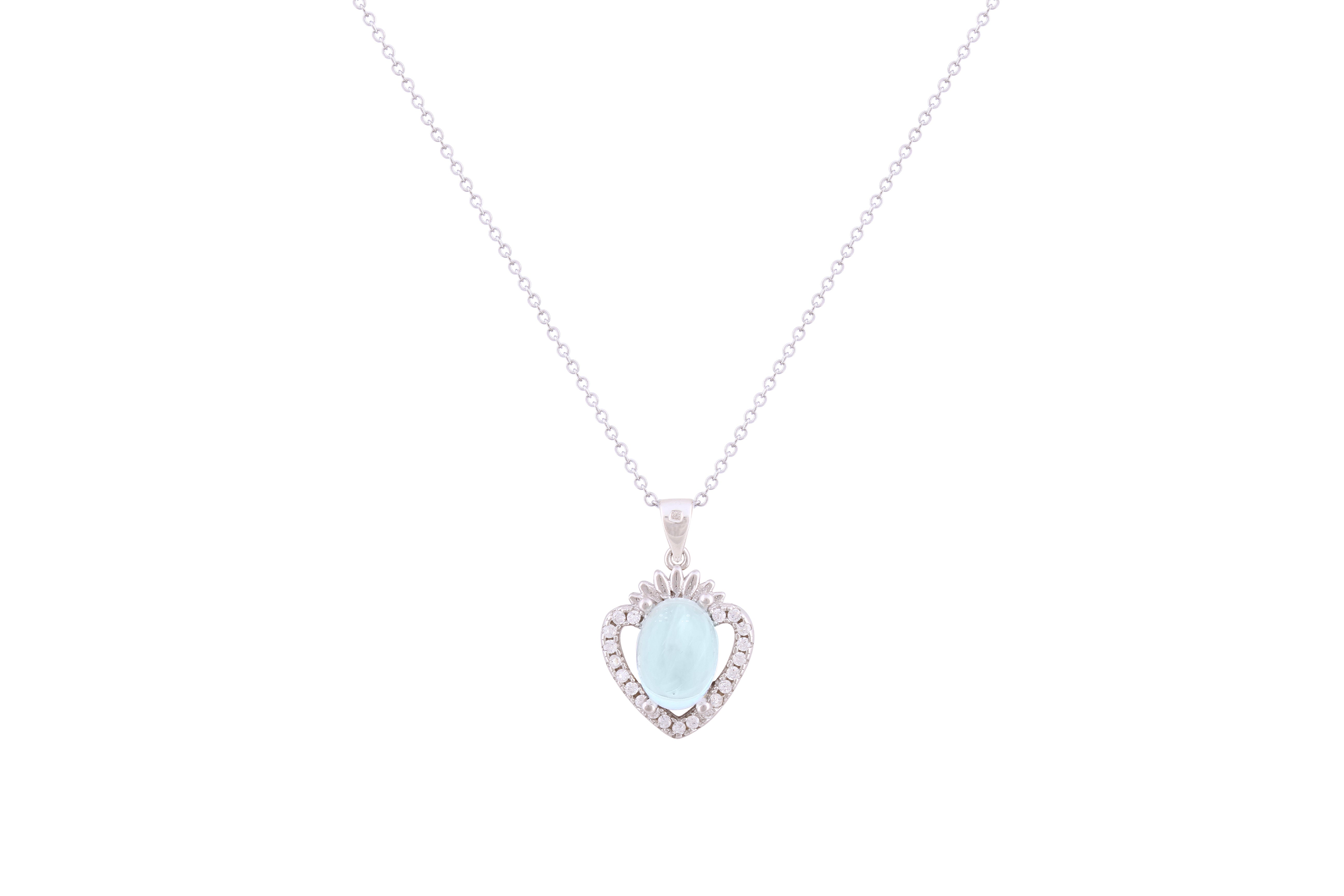 Asfour Crystal Chain Necklace With Heart Pendant In 925 Sterling Silver ND0219