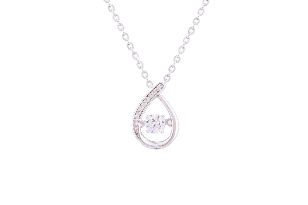 Asfour Crystal Chain Necklace With Art Deco Design & Dancing Zircon In 925 Sterling Silver ND0247