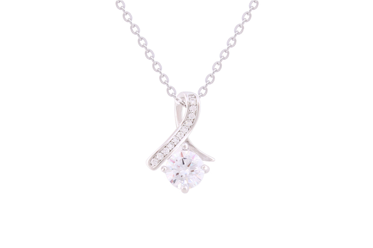 Asfour Crystal Chain Necklace With Fashion Pendant Inlaid With Zircon In 925 Sterling Silver ND0252