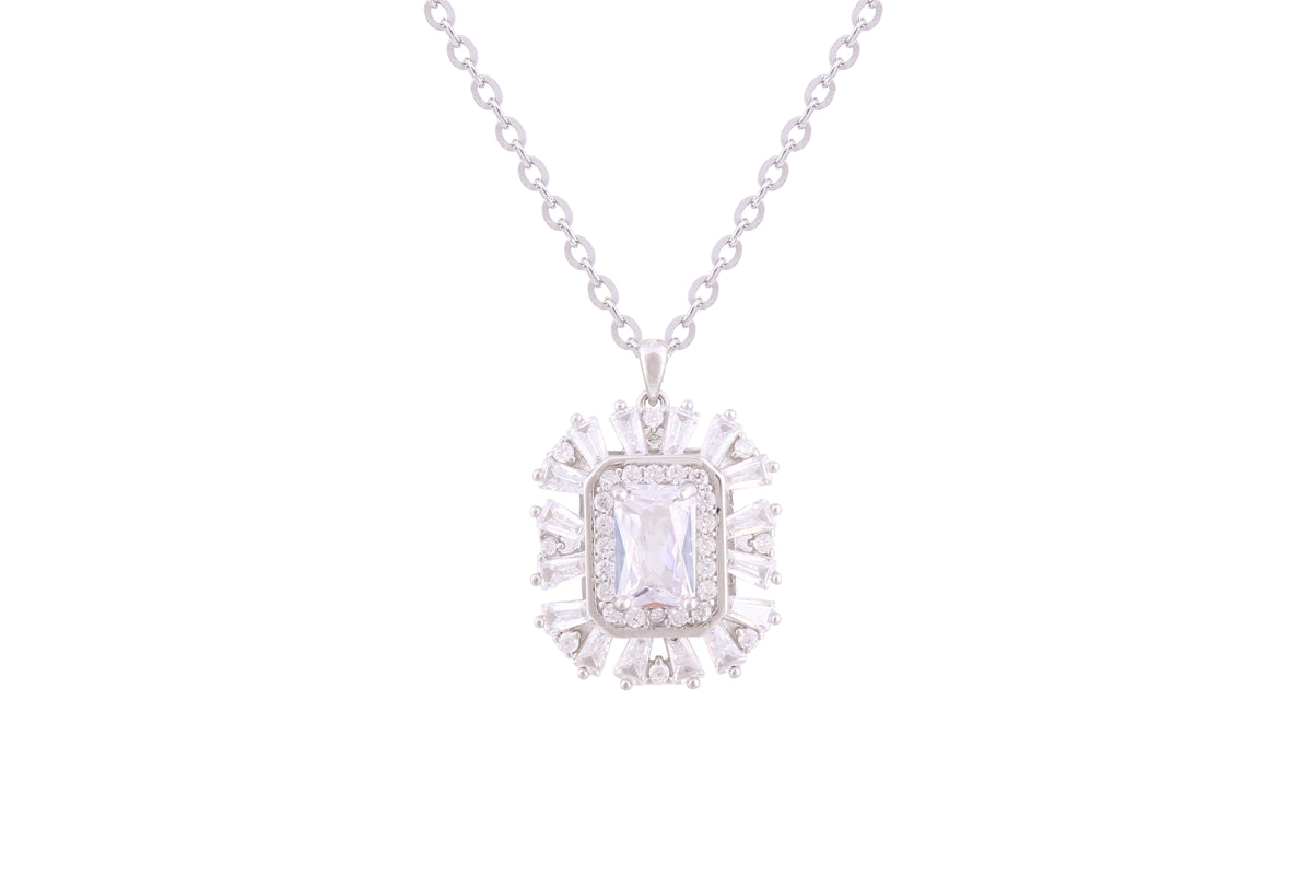 Asfour Crystal Chain Necklace With Decorative Design In 925 Sterling Silver ND0255