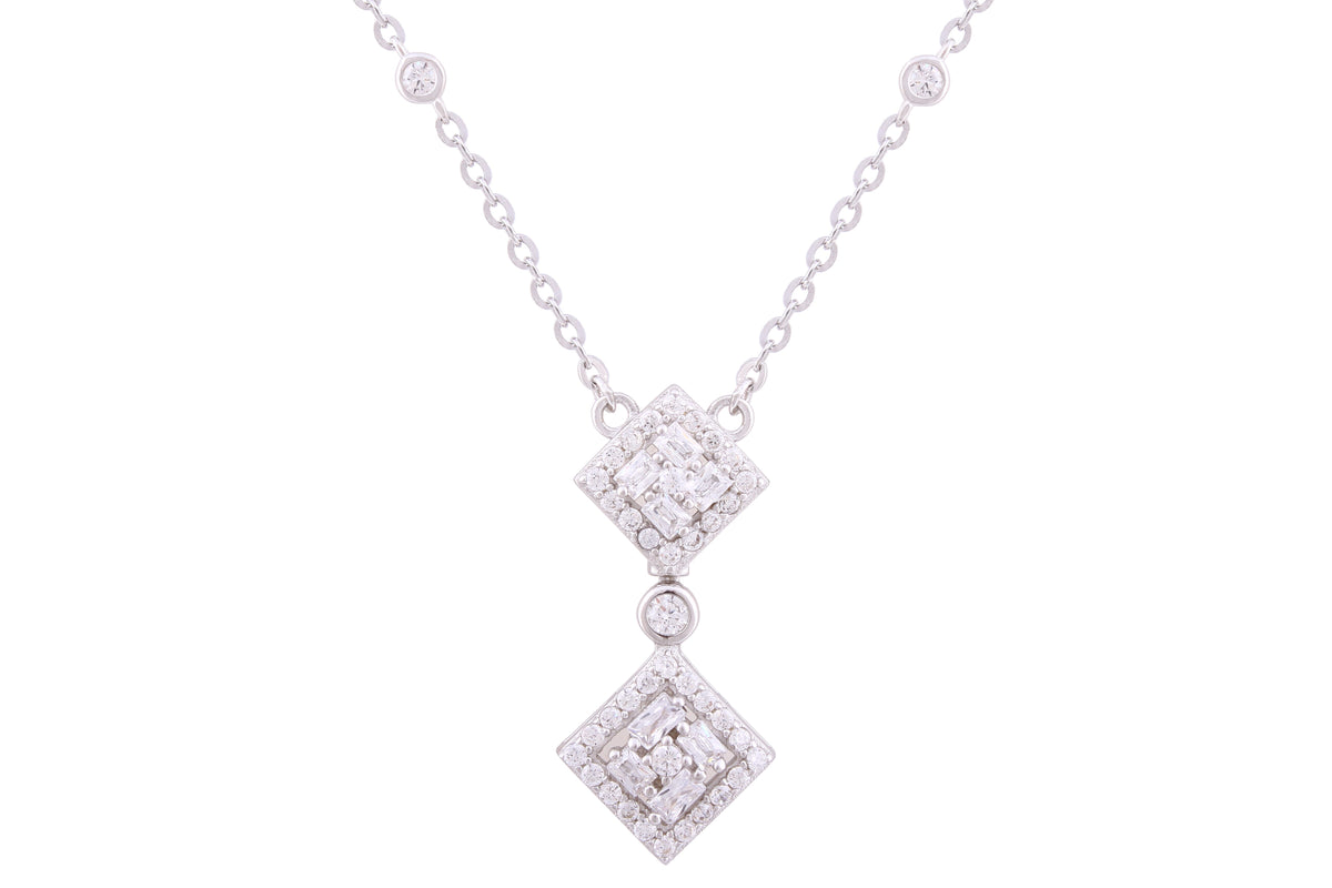 Asfour Crystal Chain Necklace With Decorative Pendant In 925 Sterling Silver ND0259