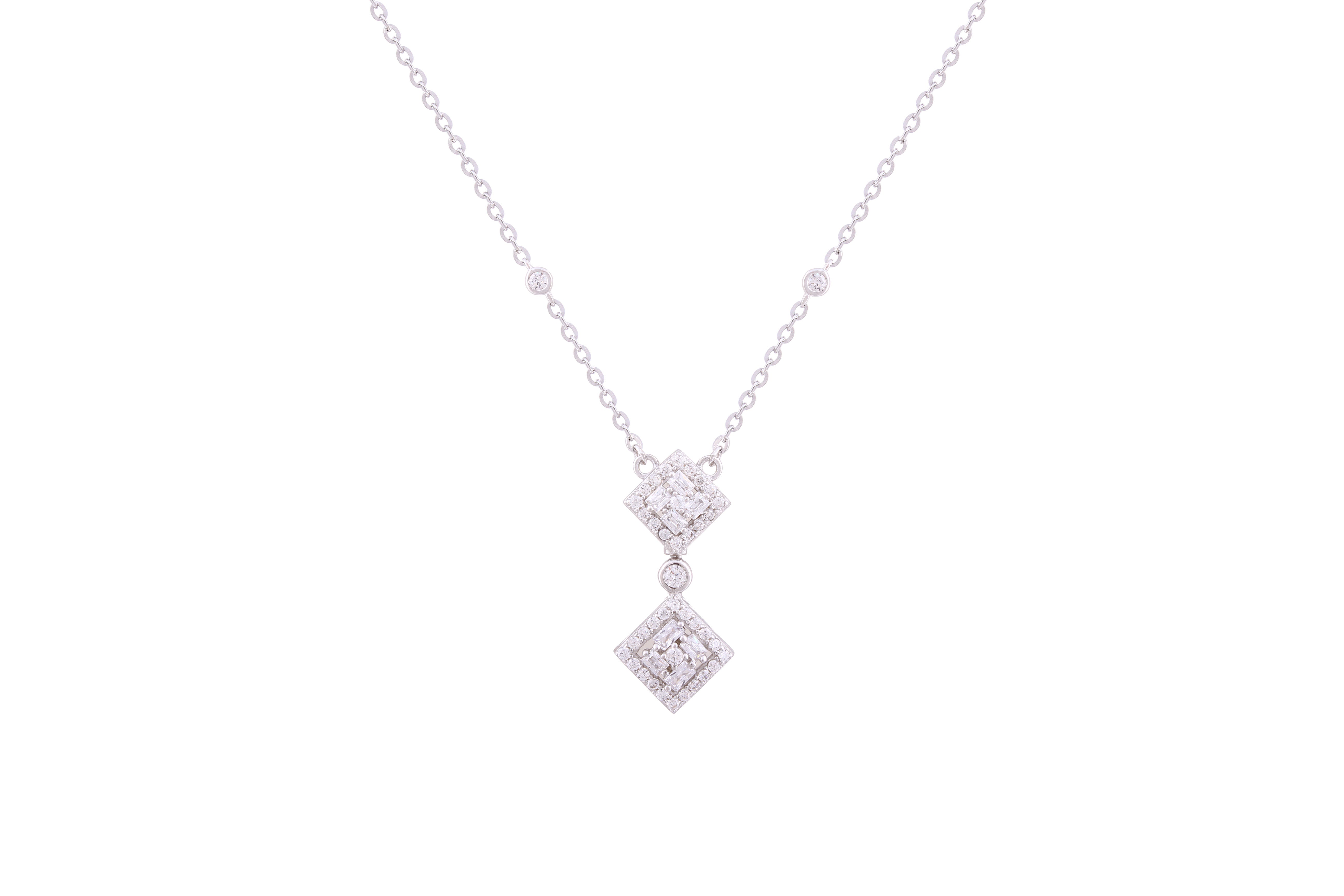 Asfour Crystal Chain Necklace With Decorative Pendant In 925 Sterling Silver ND0259